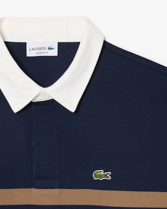 Relaxed Fit Striped Piqu&eacute; Rugby Polo Shirt