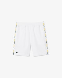 Shorts deportivos de tenis con rayas y logo