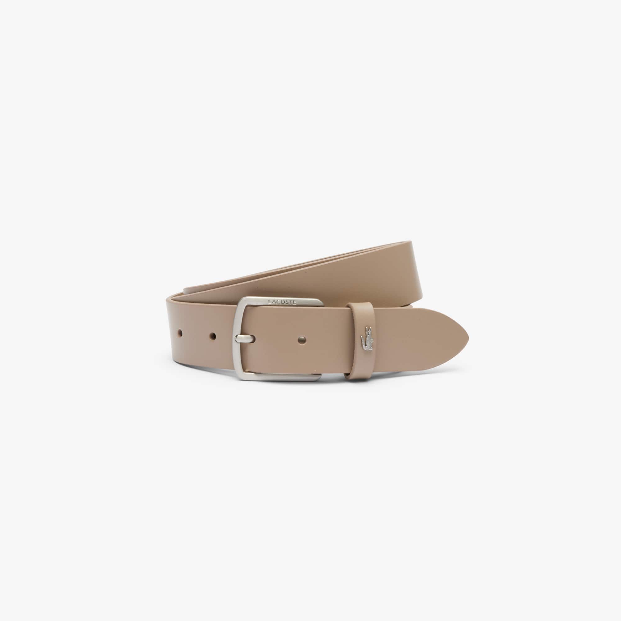 Lacoste Cinturón de Piel para Hombre Beige