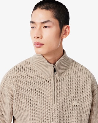 Wool High Zip Neck Sweater