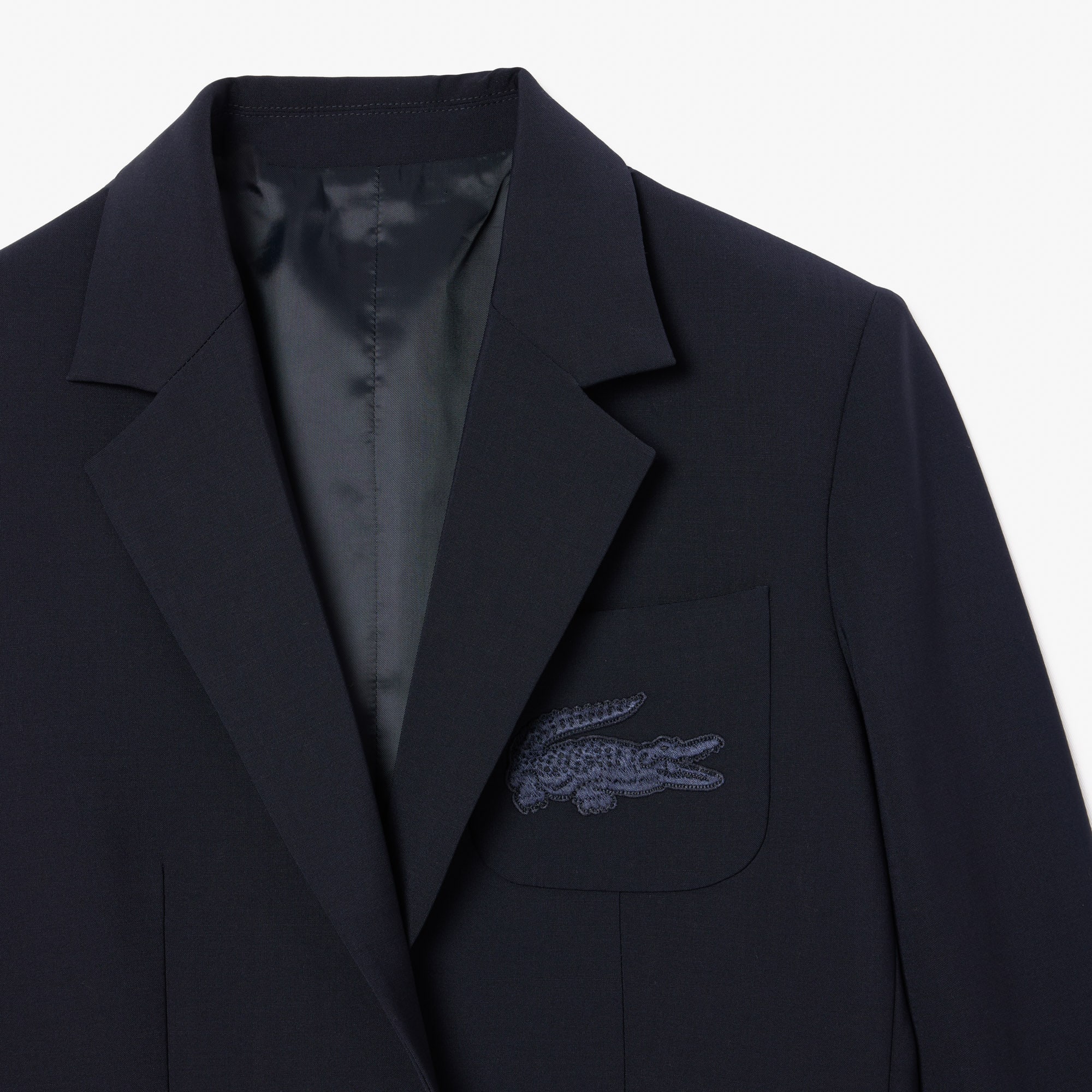 Women's Embroidered Logo Slim Fit Wool Blazer
