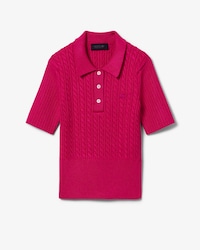 Runway Cable Knit Polo Collar Sweater