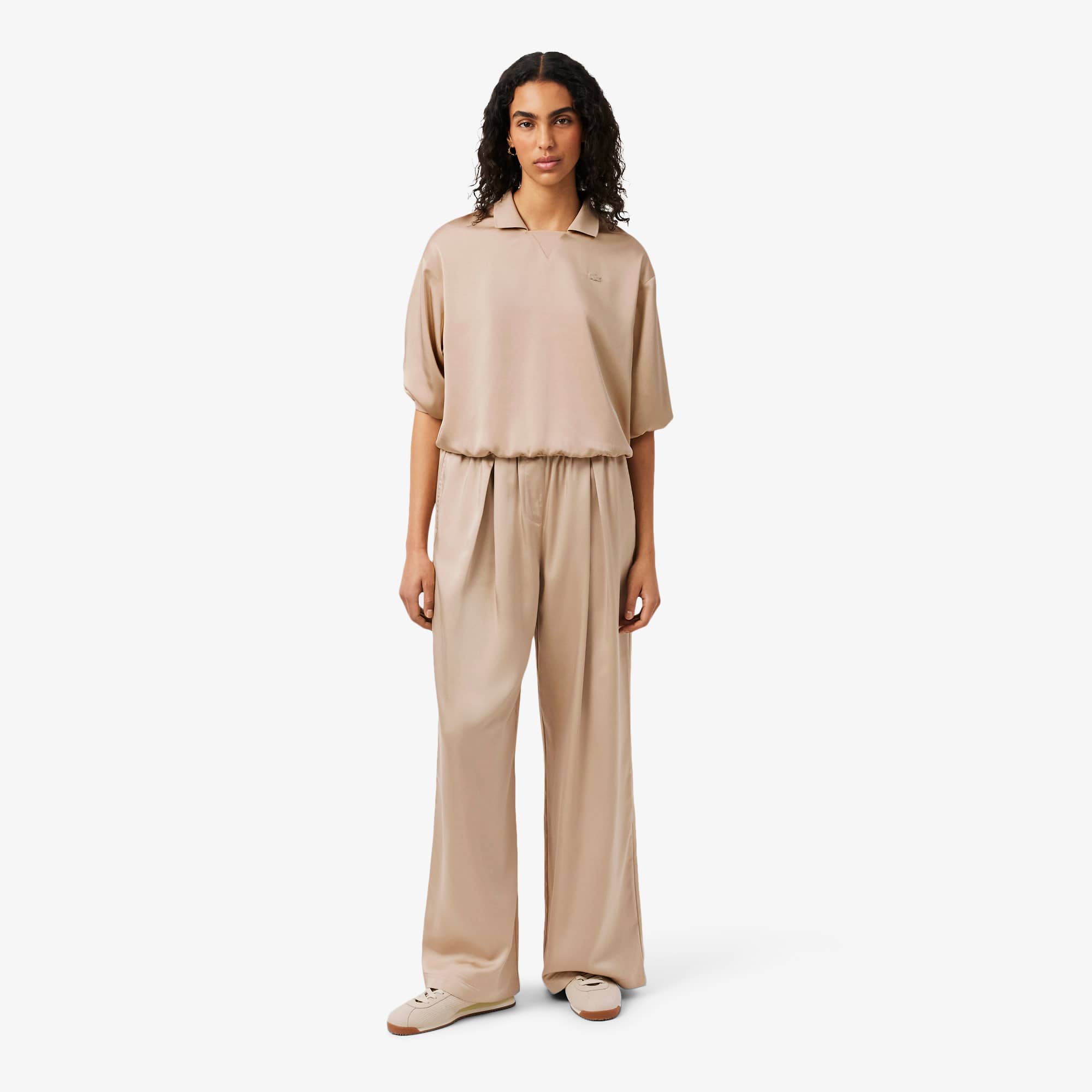 Lacoste Oversized Elasticated Satin Pants