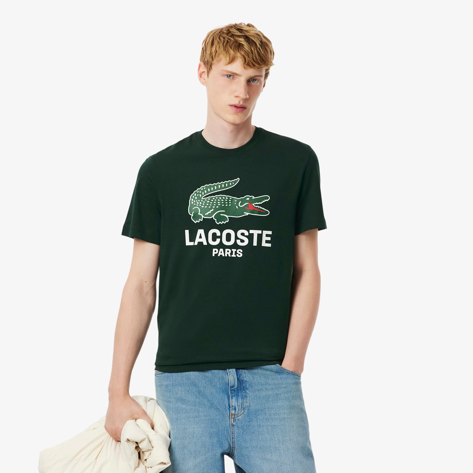 Lacoste Men's Printed Cotton T-shirt - Xxl - 7 In Green