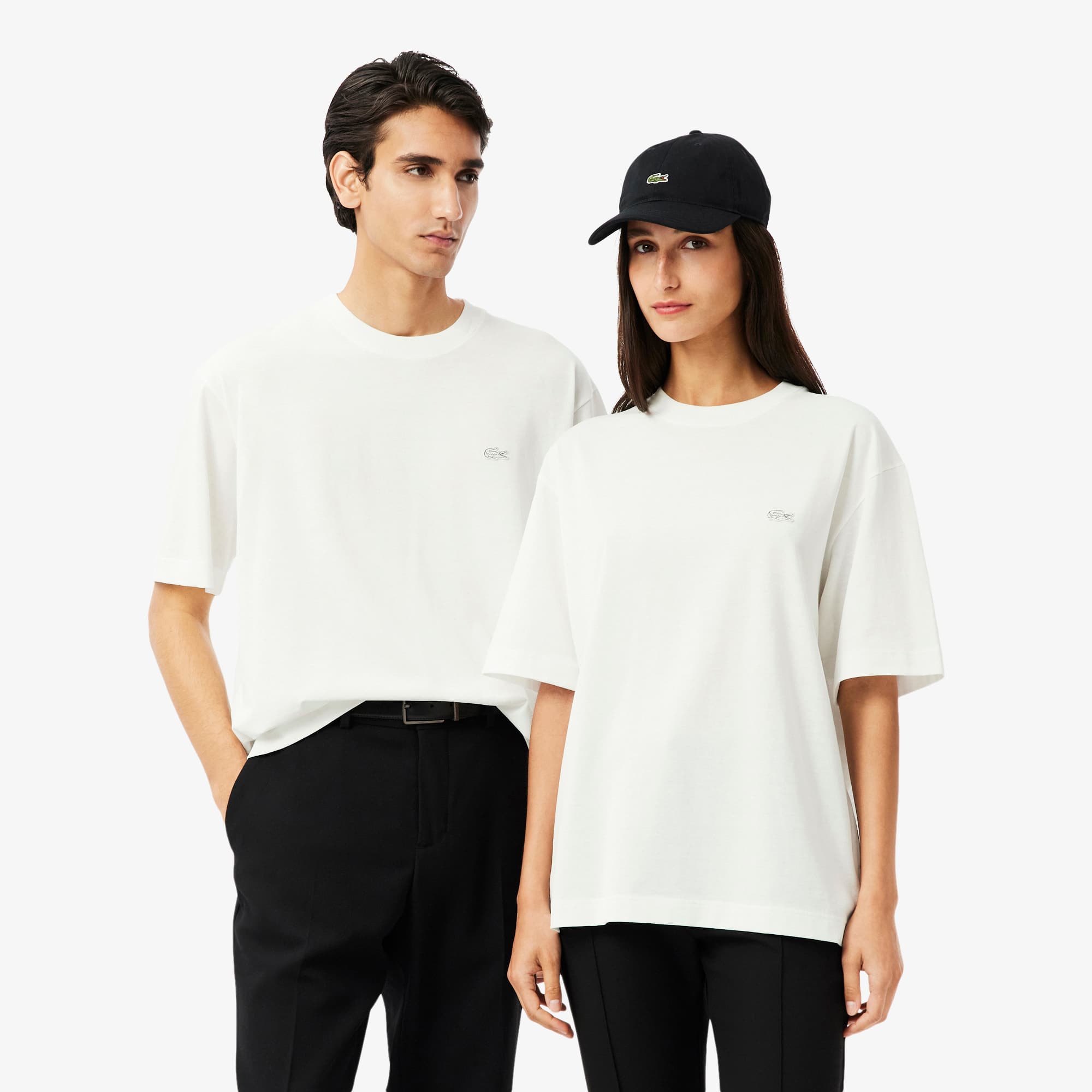 Lacoste Unisex Loose Fit Heavy Jersey T-shirt - Xxl In White