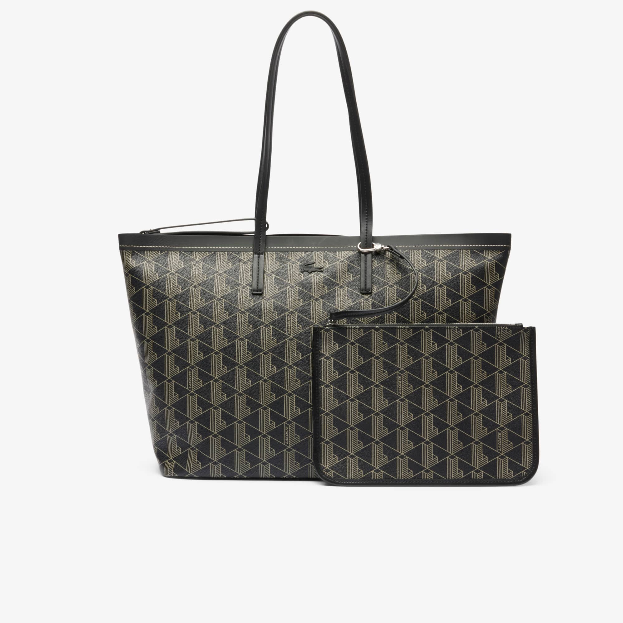 Lacoste Women's Zely Grained Tote & Pouch - One Size In Black