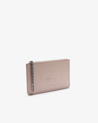 Pochette zipp&eacute;e Croco Crew en cuir grain&eacute;