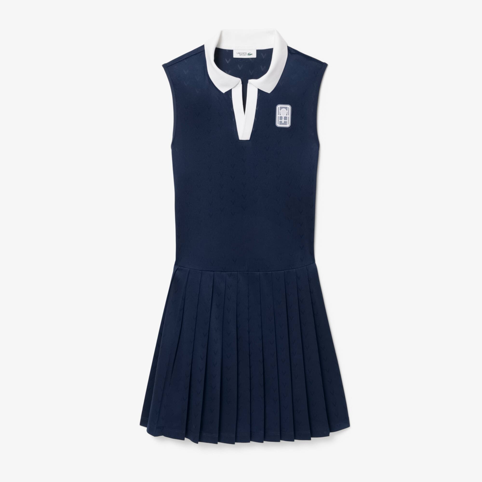 Lacoste Ultra Dry Tennis Heritage Dress With Liner - 38 In Blue