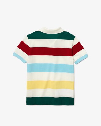 Polo de ni&ntilde;o Lacoste de piqu&eacute; de algod&oacute;n a rayas de corte regular