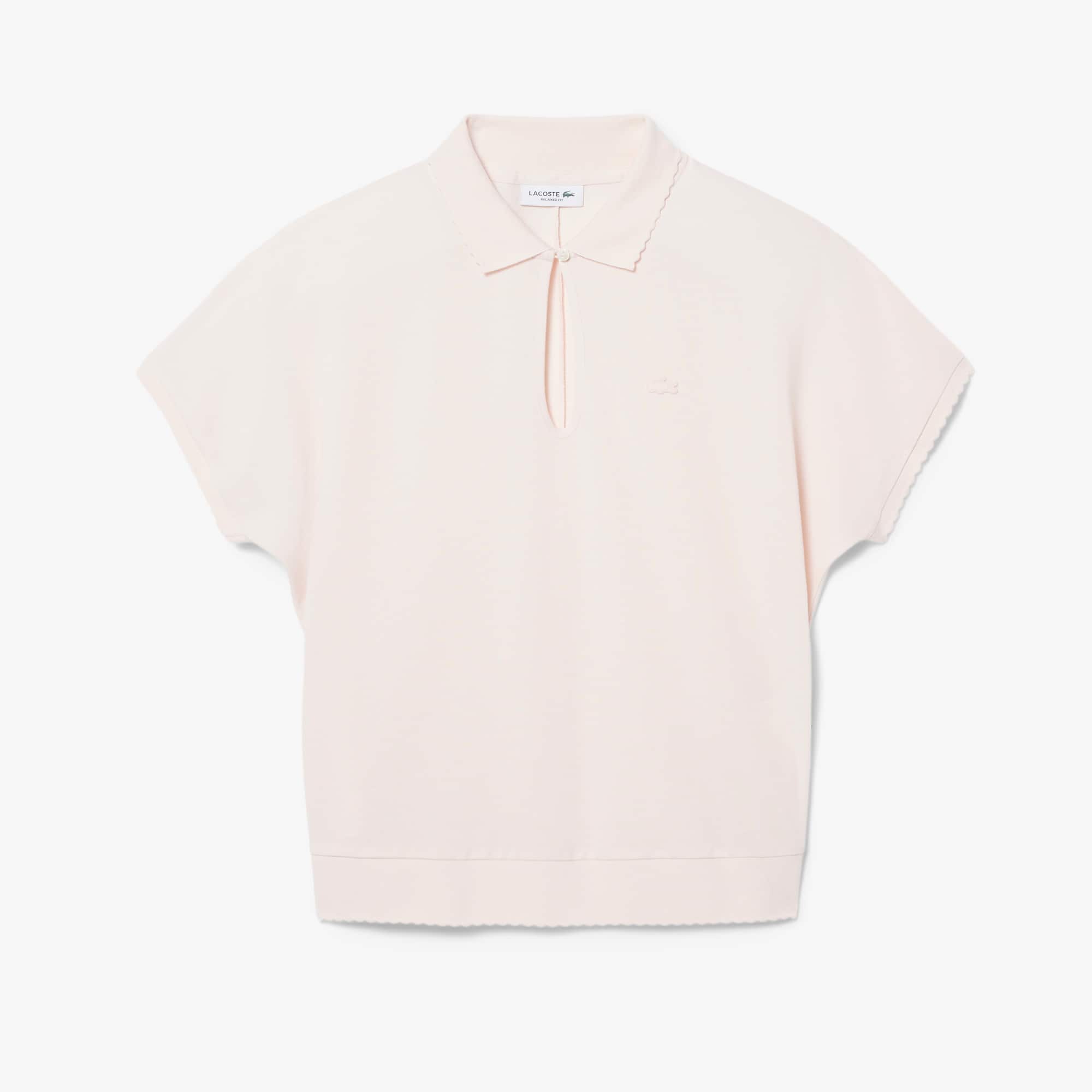Relaxed Fit Scallop Trim Fluid Piqué Polo Shirt