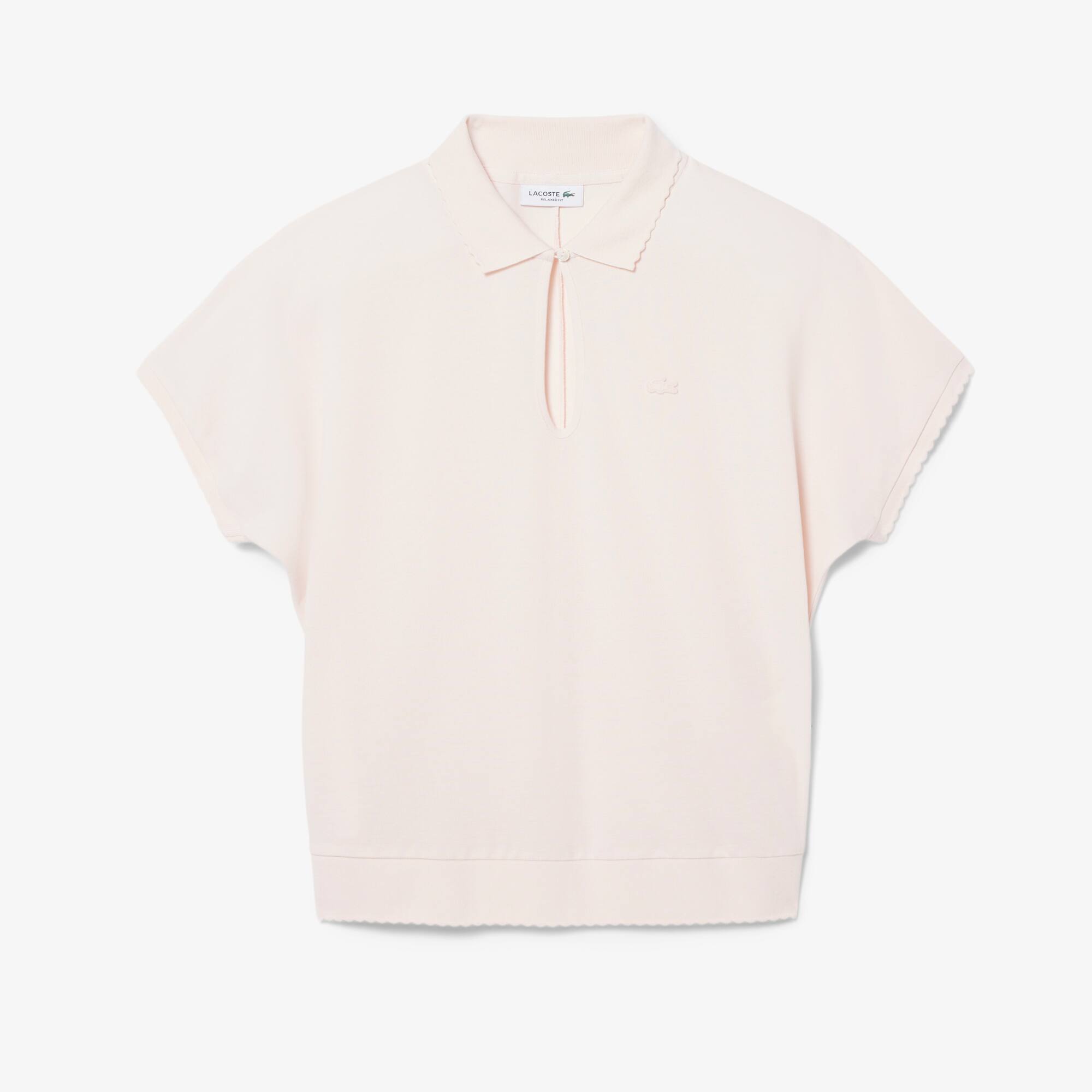 Relaxed Fit Scallop Trim Fluid Piqué Polo Shirt