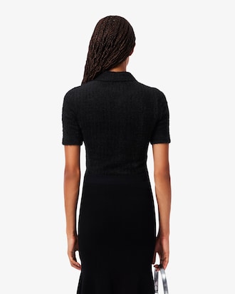 Women's Slim Fit Fuzzy Rib Knit Polo