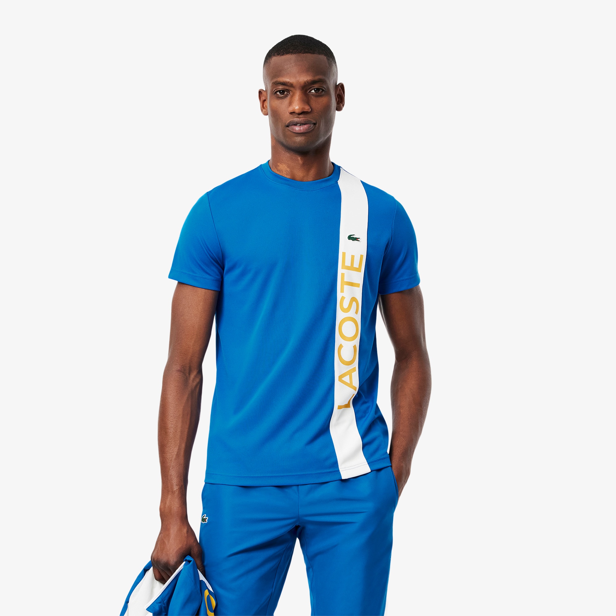 Lacoste Men's Ultra Dry Print Branding Sport T-shirt - 4xl - 9 In Blue