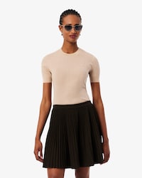 Women's Short Sleeve Merino Wool Rib Knit Sweater