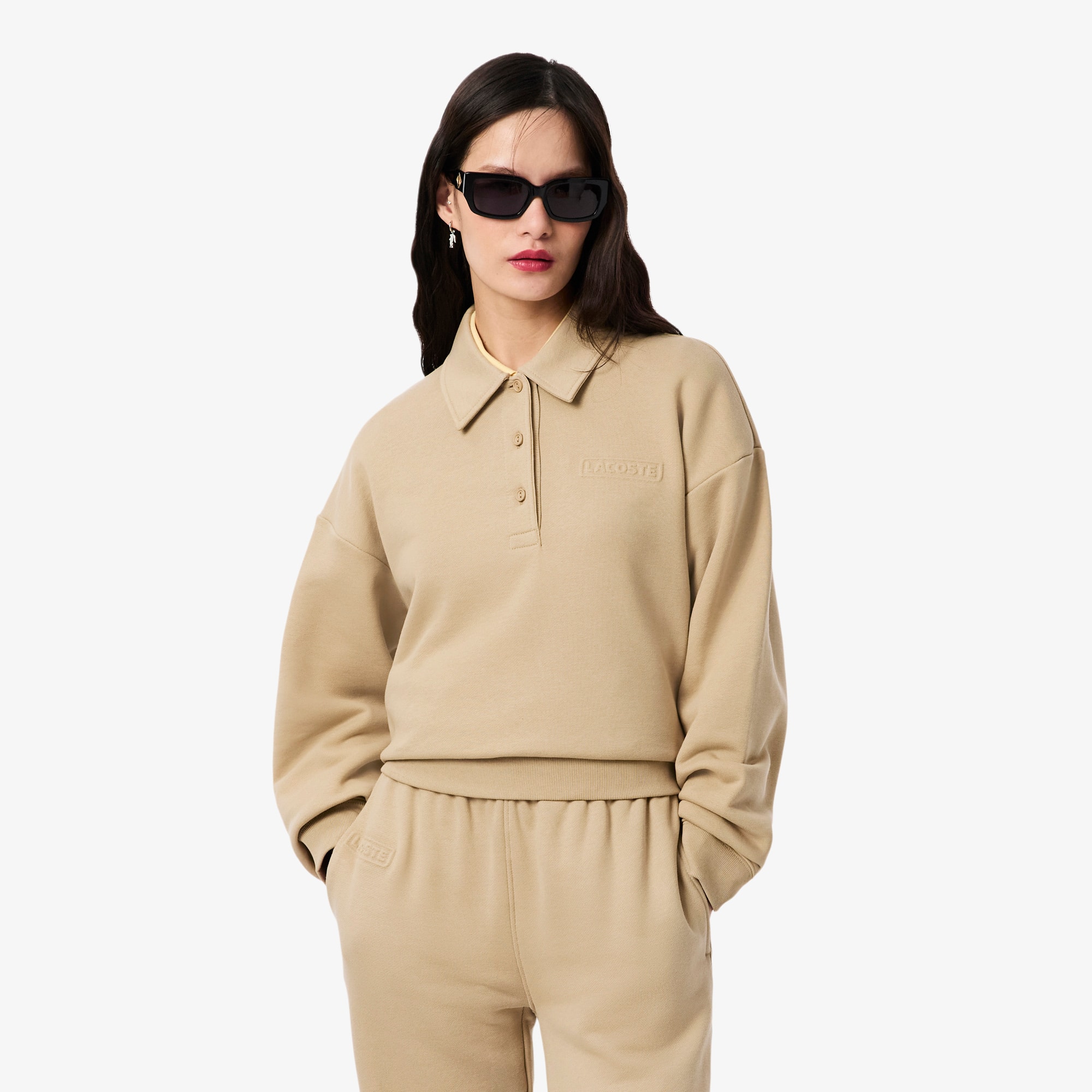 Lacoste Women's Polo Collar Sweatshirt - 34 In Neutral