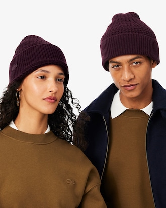 Unisex Wool Blend Textured Beanie
