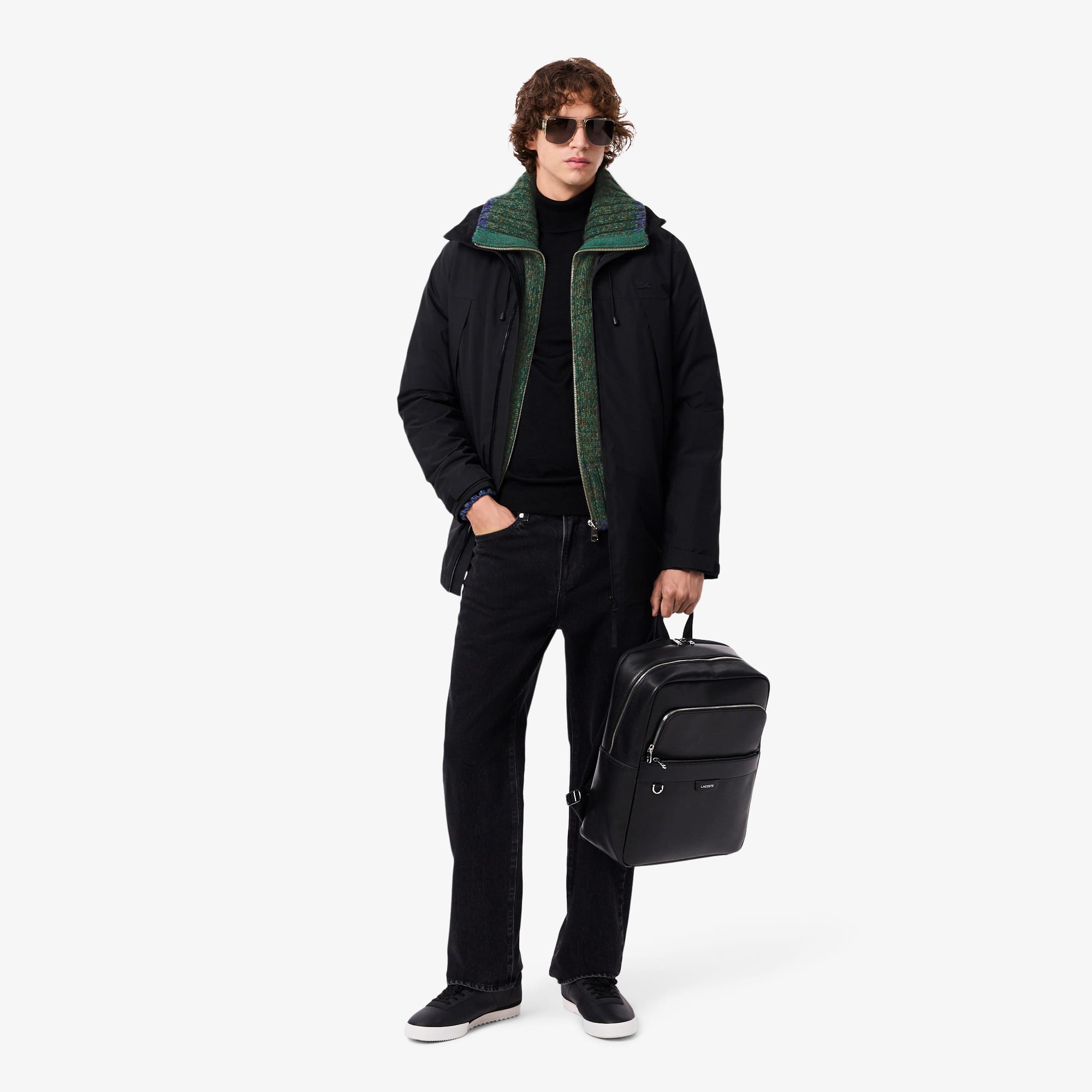 Men's High-Neck Mercerized Wool Zip-Up Sweater - Sweaters