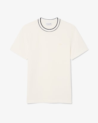 Playera Para Hombre En Piqu&eacute; El&aacute;stico Con Cuello A Rayas