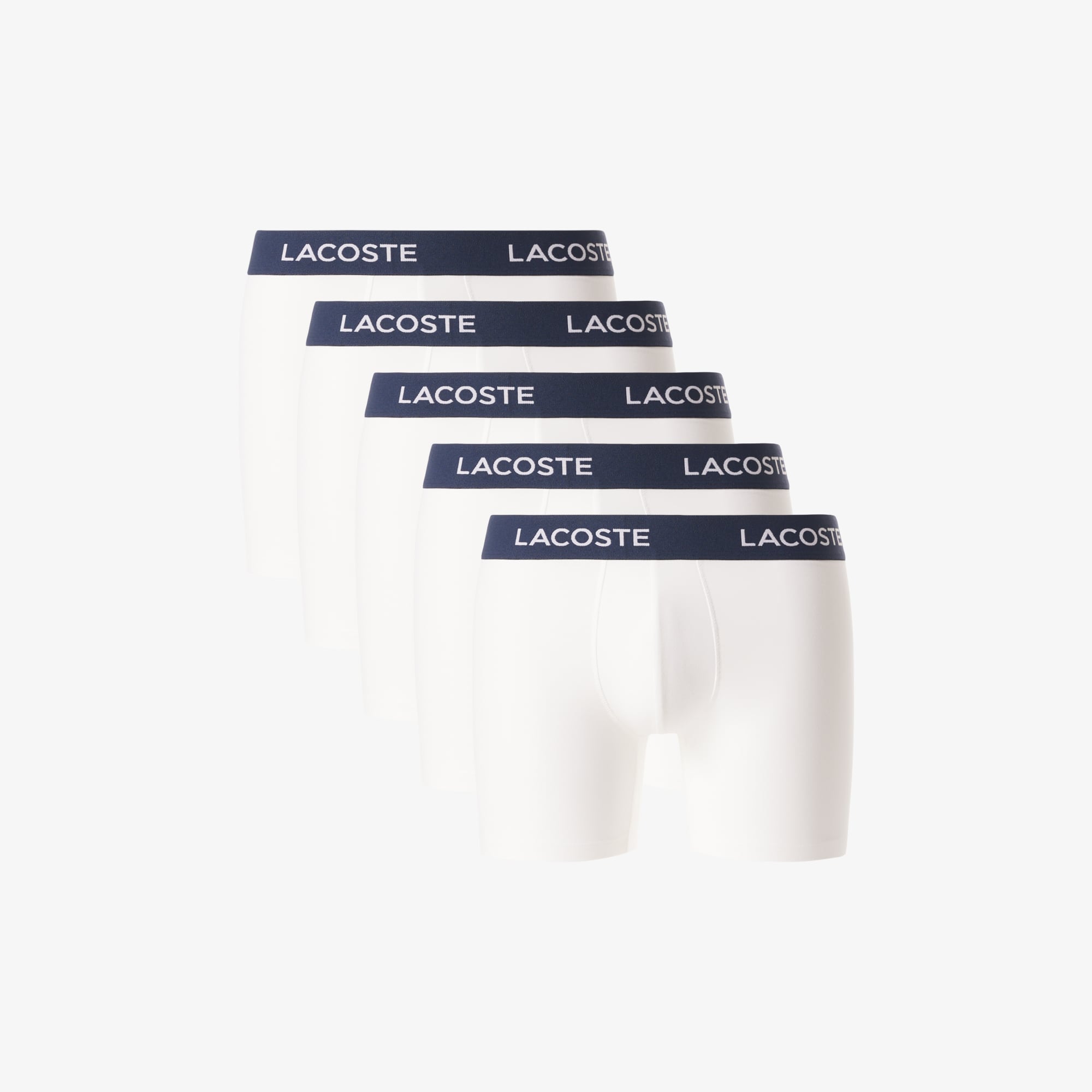 LACOSTE MEN'S BRANDED WAIST BOXER BRIEFS 5-PACK