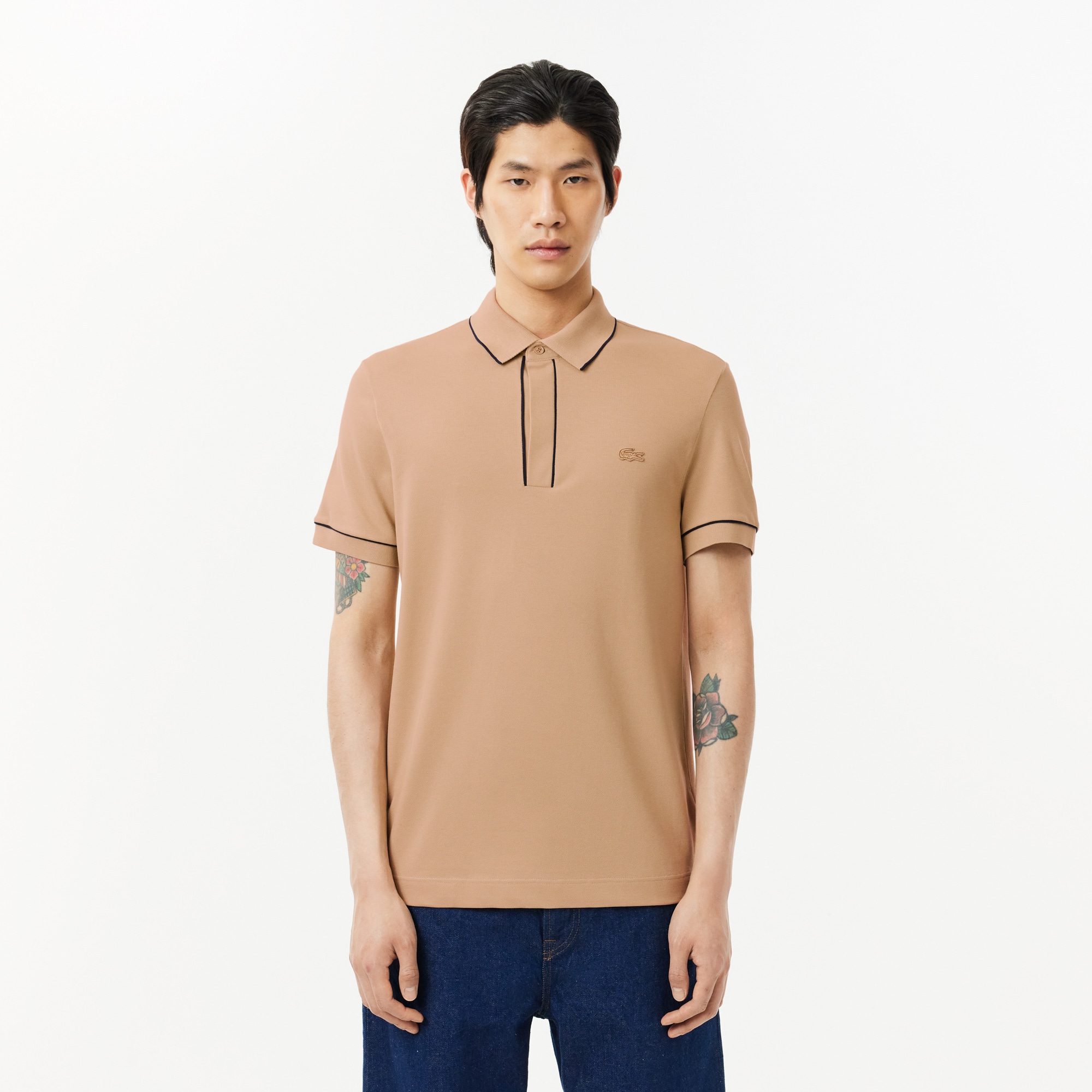 ★★ ★★ Men's Relaxed Fit Textured Pique Logo S Men's Regular Fit Paris Stretch Piqué Polo - Polo Shirts