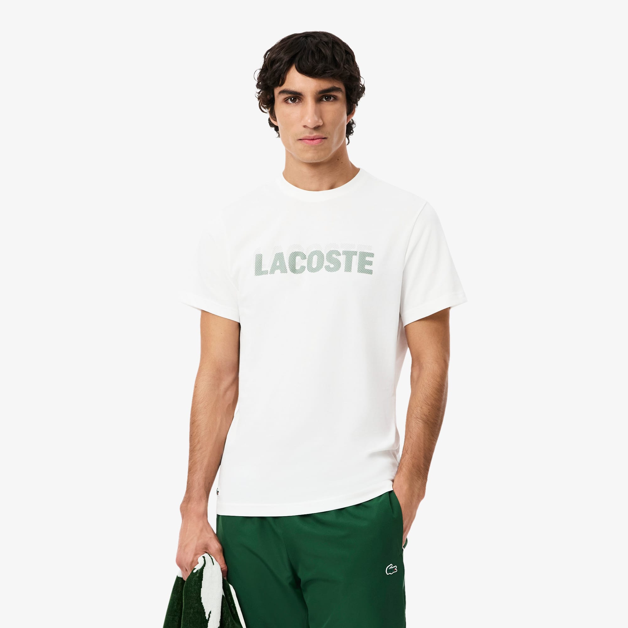 Lacoste Ultra Dry Graphic Print Sport T-shirt - Xxl In White