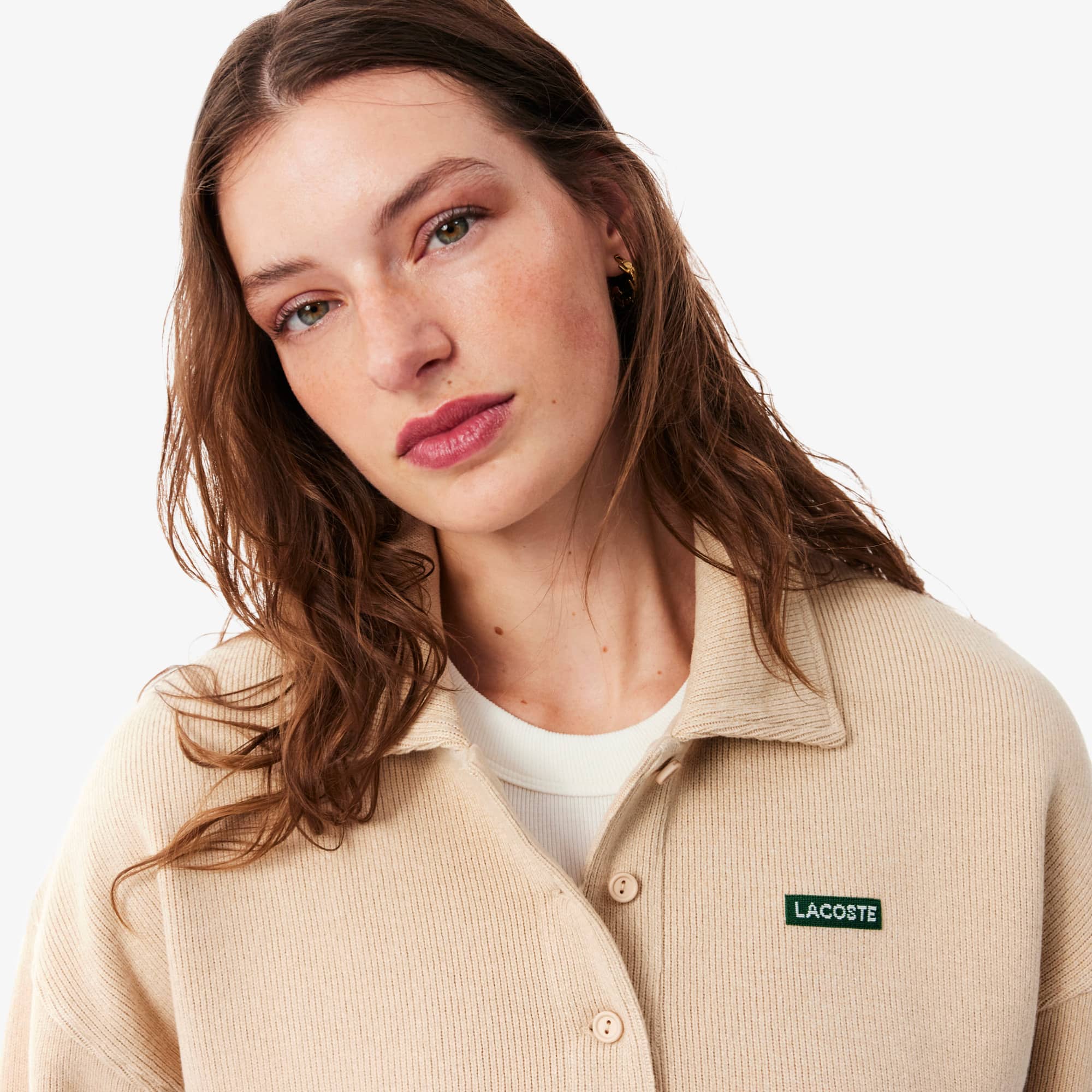 Oversized Ribbed Polo Collar Sweatshirt