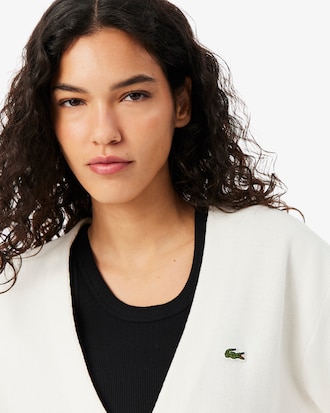 Women's V-Neck Moss Stitch Cotton Cardigan