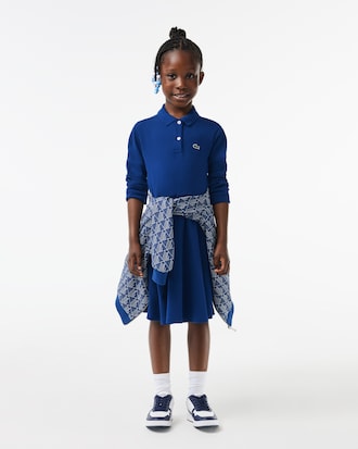 Kids' Long Sleeve Stretch Piqué Polo Dress