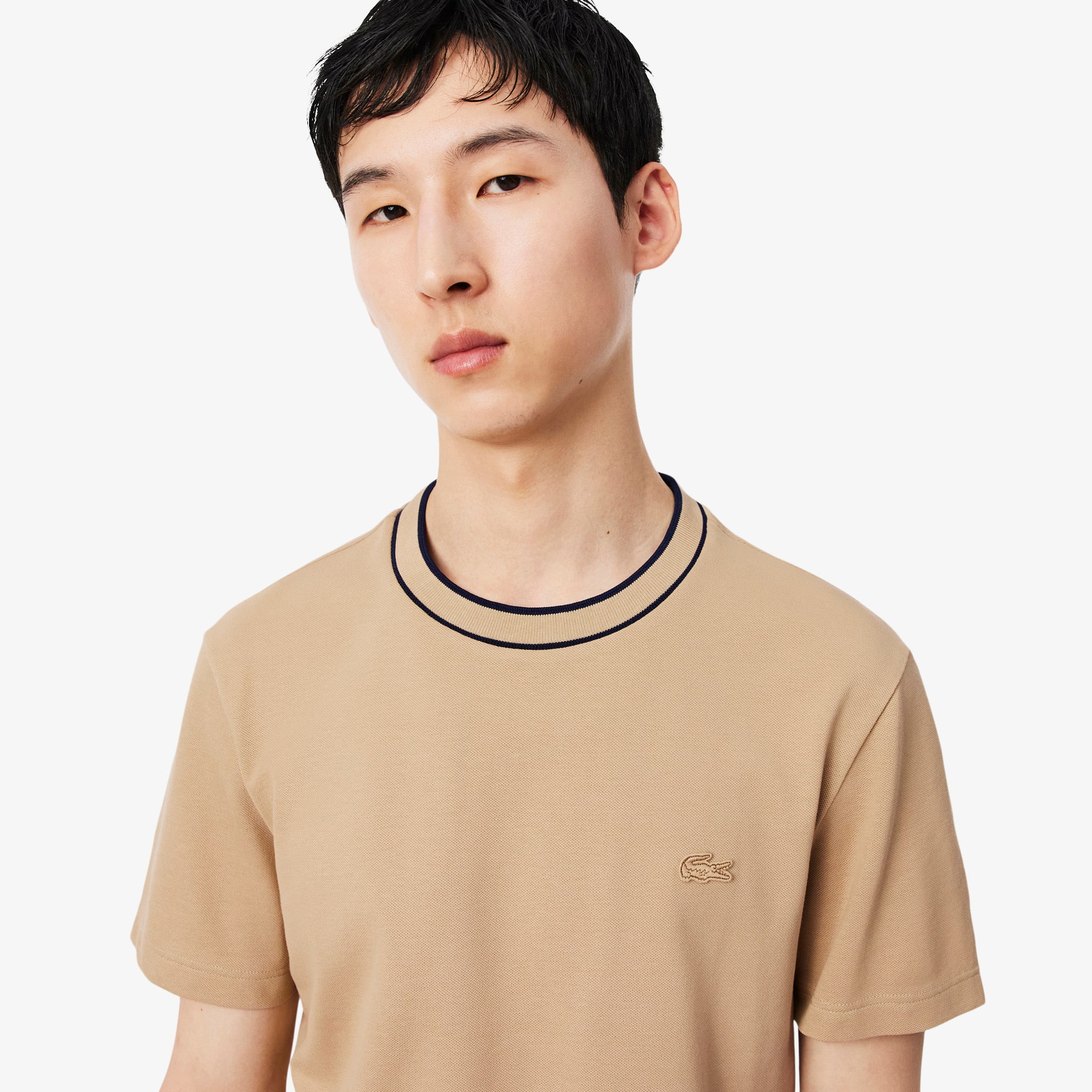 Men's Stretch Piqué Striped Collar T-Shirt