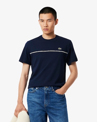 T-shirt jersey de coton liser&eacute; Lacoste
