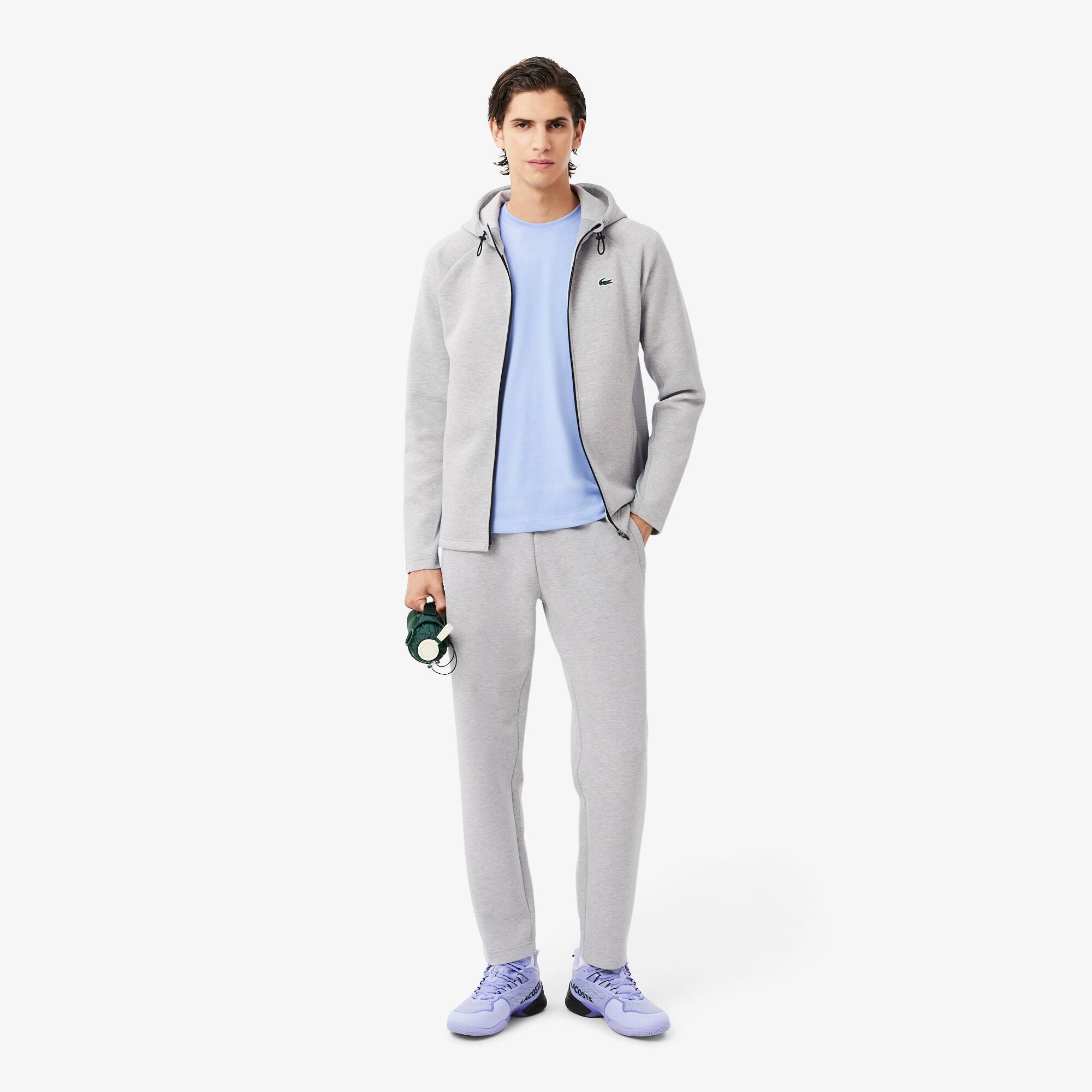 Lacoste Mesh Panel Tapered Track Pants In Brown