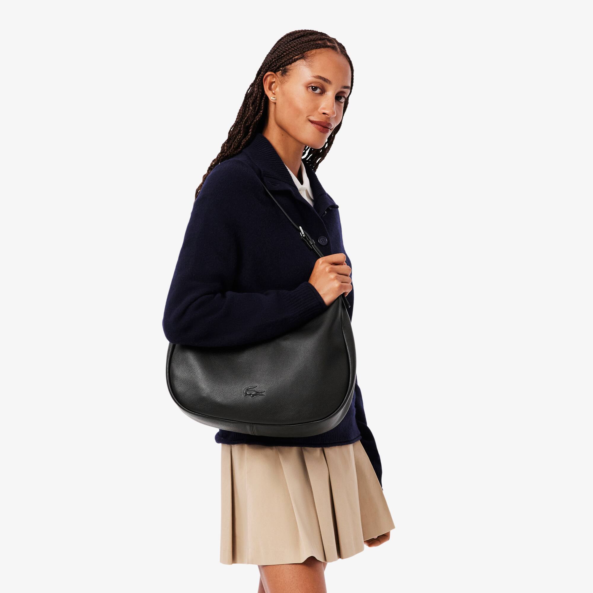 latte620　レディース　BLK S Women's City Court Grain Leather Bag - Bags - New In 2026 | Lacoste
