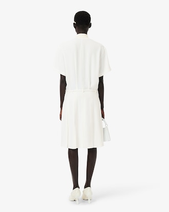 Runway Pleated Embroidery Detail Polo Dress
