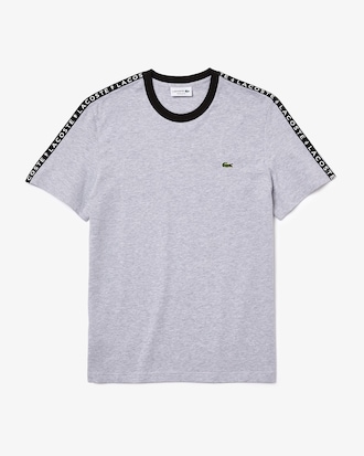 T-shirt &agrave; col rond en coton avec bandes imprim&eacute;es