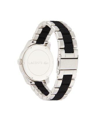 Men's Lacoste 12.12 Watch with Bi-material Black Silicone and Stainless Steel Bracelet