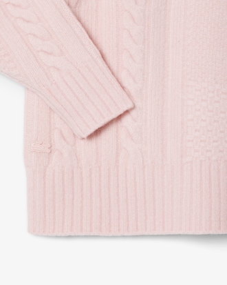 Women's Patchwork Effect High-Neck Wool Sweater