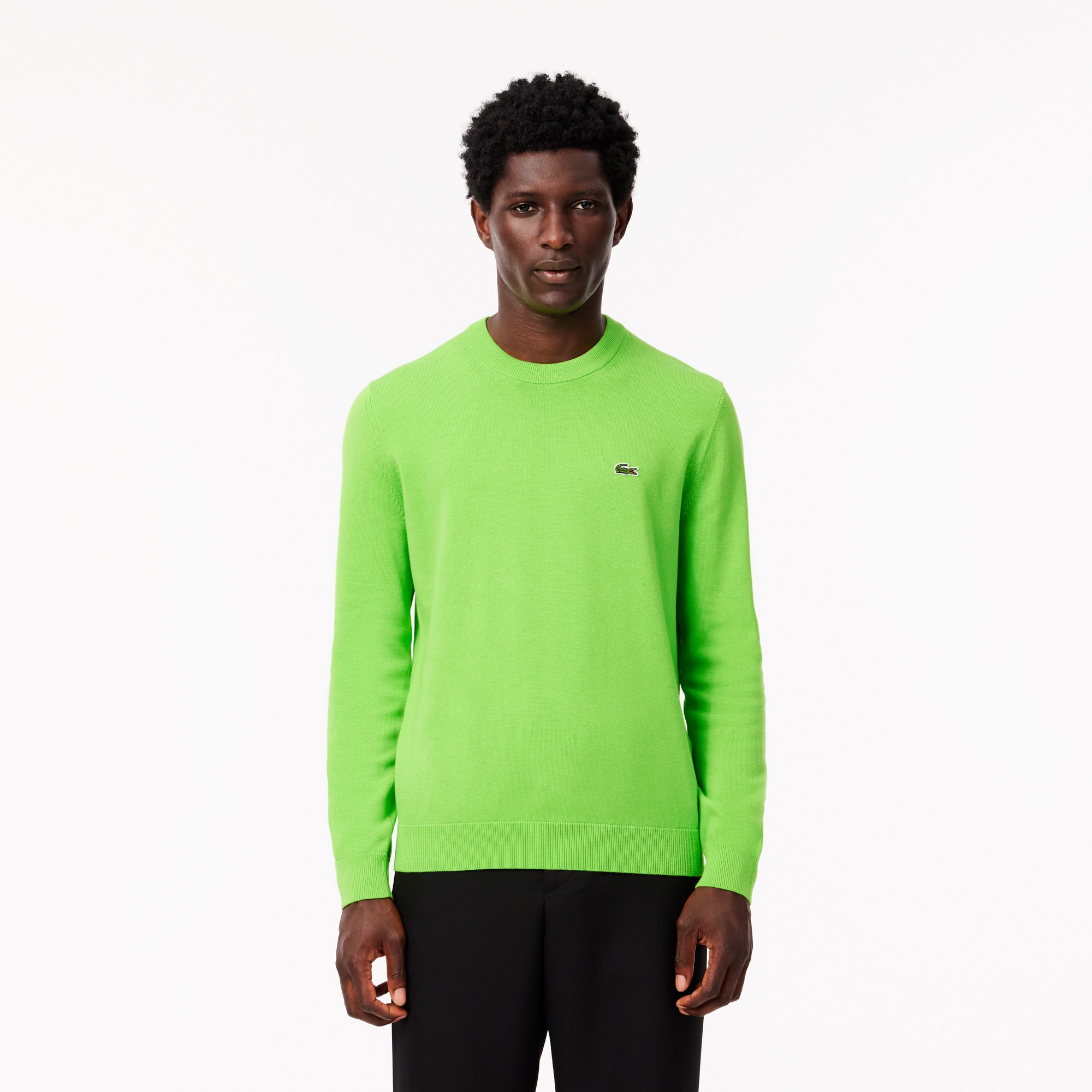 Lacoste Men's Crew Neck Cotton Sweater - Xl - 6 In Green