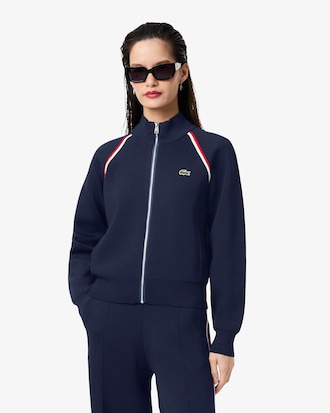 Women's High-Neck Zip Front Double Face Sweater