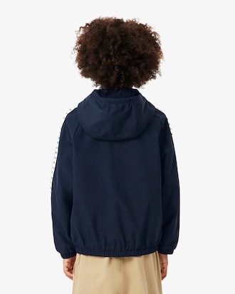 Logo Stripe Sport Hooded Puffed Jacket