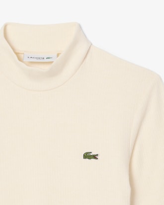 Slim Fit High Neck Rib Knit Wool T-shirt