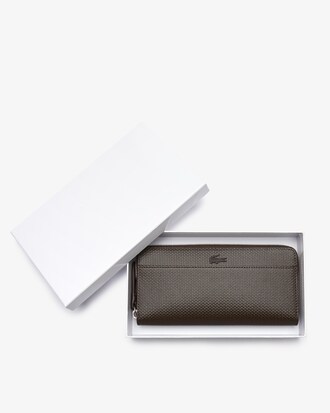 Chantaco Large Zippered Matte Piqu&eacute; Leather Wallet