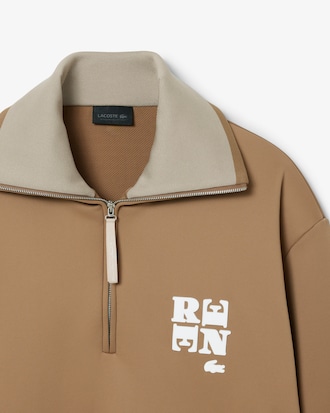 Runway High Neck Zipped Badge Accent Sweatshirt