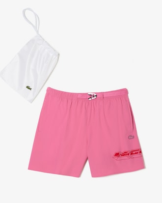 Men&rsquo;s Quick-Dry Logo Stripe Swim Trunks