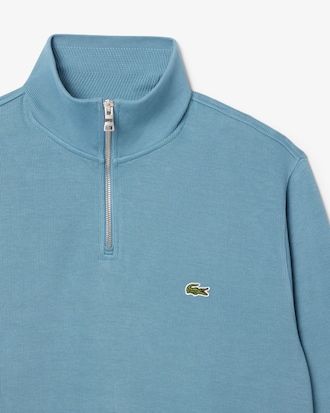 Sweatshirt à col montant zippé en coton uni