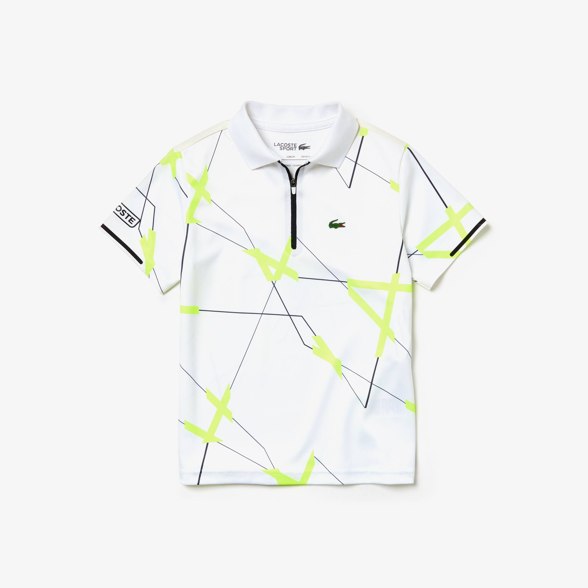 Polo Garçon Tennis Lacoste Sport En Piqué à Imprimé Géométrique