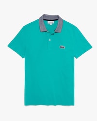 Polo Lacoste en coton uni avec col contrast&eacute;