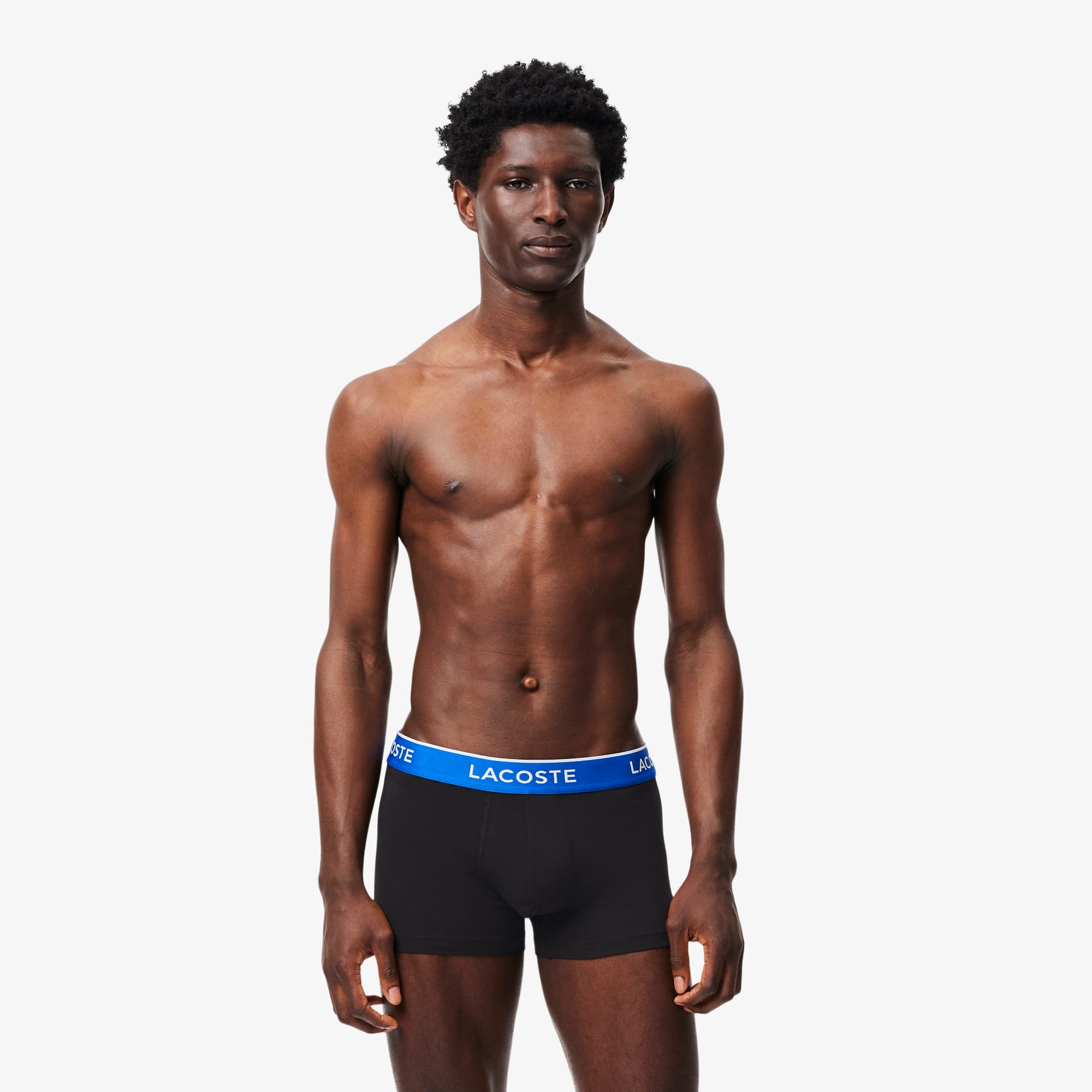 Lacoste 3-pack Stretch Cotton Trunks - Xl In Black