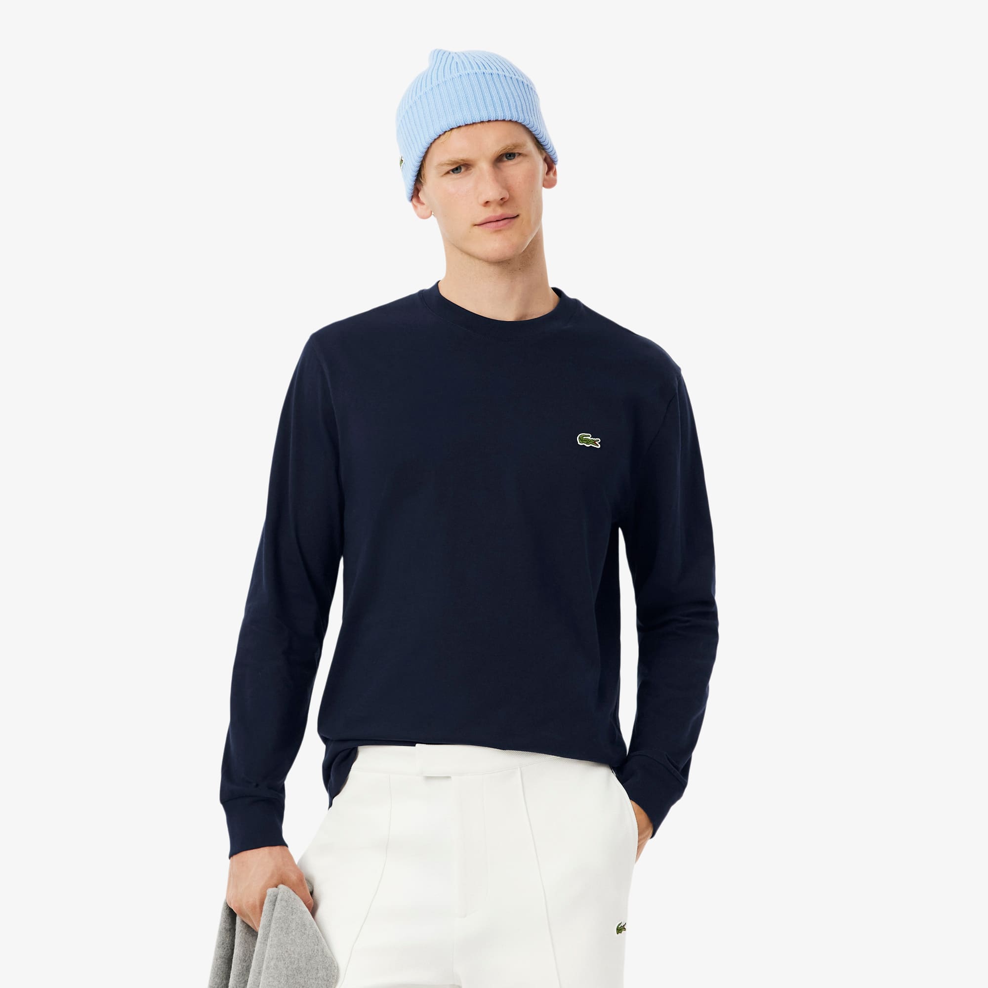 Lacoste Men's Long Sleeve Cotton T-shirt - L - 5 In Blue