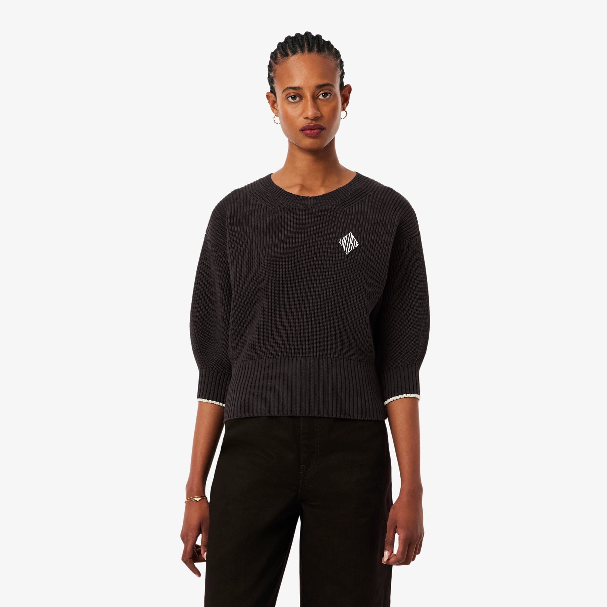 Lacoste Cotton Crew Neck Sweater - 32 In Brown