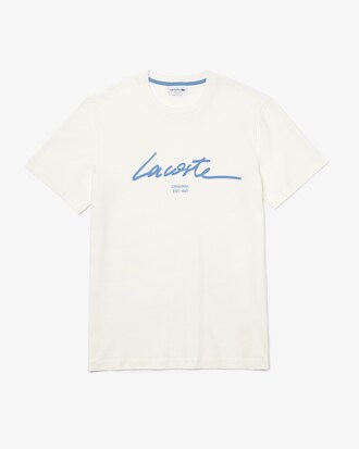 Playera en algod&oacute;n con estampado de letras y cuello redondo para hombre